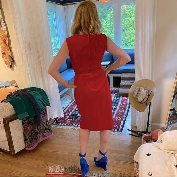 Vintage 60s Red Velvet Dress - Picture 6 of 7